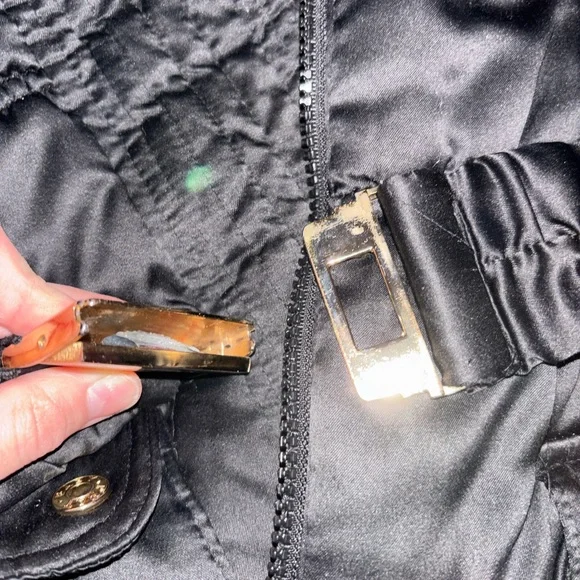 Baby Phat Satin Black Puffer Coat with Faux Fur Hood - Picture 2 of 8